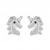 925 Sterling Silver Unicorn CZ Earrings Butterfly Push Back Studs