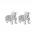 925 Sterling Silver Elephant CZ Earrings Butterfly Push Back Studs