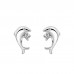 925 Sterling Silver Dolphin CZ Earrings Butterfly Push Back Studs