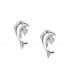 925 Sterling Silver Dolphin CZ Earrings Butterfly Push Back Studs