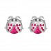 925 Sterling Silver Lady Bug CZ Earrings Butterfly Push Back Studs