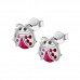 925 Sterling Silver Lady Bug CZ Earrings Butterfly Push Back Studs