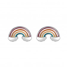 925 Sterling Silver Rainbow CZ Earrings Butterfly Push Back Studs