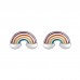 925 Sterling Silver Rainbow CZ Earrings Butterfly Push Back Studs