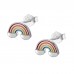 925 Sterling Silver Rainbow CZ Earrings Butterfly Push Back Studs