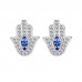 925 Sterling Silver Eye of Hamsa CZ Earrings Butterfly Push Back Studs