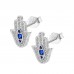 925 Sterling Silver Eye of Hamsa CZ Earrings Butterfly Push Back Studs