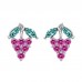 925 Sterling Silver Grape CZ Earrings Butterfly Push Back Studs