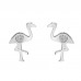 925 Sterling Silver Flamingo CZ Earrings Butterfly Push Back Studs