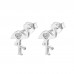 925 Sterling Silver Flamingo CZ Earrings Butterfly Push Back Studs