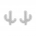 925 Sterling Silver Cactus CZ Earrings Butterfly Push Back Studs