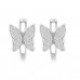 925 Sterling Silver Butterfly Hoop CZ Earrings Latch Back