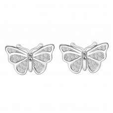 925 Sterling Butterfly CZ Earrings Butterfly Push Back Studs