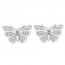 925 Sterling Butterfly CZ Earrings Butterfly Push Back Studs