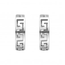 925 Sterling Silver Aztec CZ Earrings Latch Back Hoop