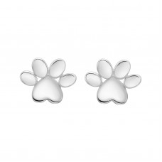 925 Sterling Silver Dog Paw CZ Earrings Butterfly Push Back Studs