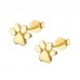 14K Yellow Gold Plated 925 Sterling Silver Dog Paw CZ Earrings Butterfly Push Back Studs