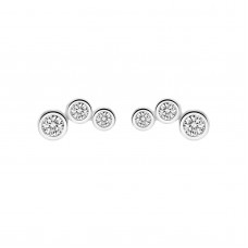 925 Sterling Silver 3 Stone CZ Earrings Butterfly Push Back Studs