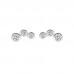 925 Sterling Silver 3 Stone CZ Earrings Butterfly Push Back Studs