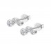 925 Sterling Silver 3 Stone CZ Earrings Butterfly Push Back Studs