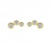 14K Yellow Gold Plated 925 Sterling Silver 3 Stone CZ Earrings Butterfly Push Back Studs