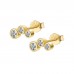 14K Yellow Gold Plated 925 Sterling Silver 3 Stone CZ Earrings Butterfly Push Back Studs