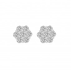 925 Sterling Silver Honeycomb CZ Earrings Ball Screw Back Studs