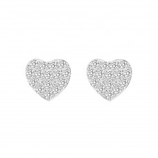 925 Sterling Silver Heart CZ Earrings Butterfly Push Back Studs