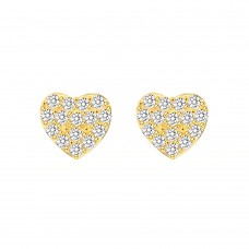 14K Yellow Gold Plated 925 Sterling Silver Heart CZ Earrings Butterfly Push Back Studs