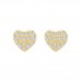 14K Yellow Gold Plated 925 Sterling Silver Heart CZ Earrings Butterfly Push Back Studs