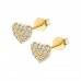 14K Yellow Gold Plated 925 Sterling Silver Heart CZ Earrings Butterfly Push Back Studs