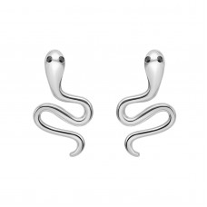 925 Sterling Silver Snake CZ Earrings Butterfly Push Back Studs