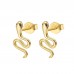 14K Yellow Gold Plated 925 Sterling Silver Snake CZ Earrings Butterfly Push Back Studs