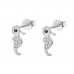 925 Sterling Silver Seahorse CZ Earrings Butterfly Push Back Studs