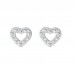 925 Sterling Silver Heart Outline CZ Earrings Butterfly Push Back Studs