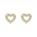 14K Yellow Gold Plated 925 Sterling Silver Heart Outline CZ Earrings Butterfly Push Back Studs