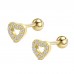 14K Yellow Gold Plated 925 Sterling Silver Heart Outline CZ Earrings Butterfly Push Back Studs