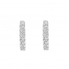 925 Sterling Silver 8 Stone CZ Earrings Latch Back Hoop