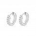 925 Sterling Silver 8 Stone CZ Earrings Latch Back Hoop