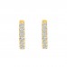 14K Yellow Gold Plated 925 Sterling Silver 8 Stone CZ Earrings Latch Back Hoop