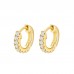 14K Yellow Gold Plated 925 Sterling Silver 8 Stone CZ Earrings Latch Back Hoop