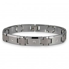 Tungsten Link Bracelet with Diamonds