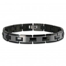 Two Tone Gunmetal Black Tungsten Carbide Link Bracelet