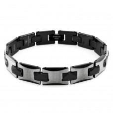 Tungsten Carbide Two-Tone Satin Finish Link Bracelet