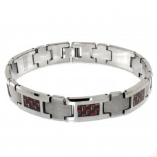 Tungsten Carbide Cross Connector Red Carbon Fiber Inlay Link Bracelet