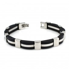 Stainless Steel Rubber Link Bracelet