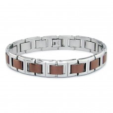 Stainless Steel Brown Center Link Bracelet