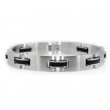 Stainless Steel Rubber Enhanced Biker Link Bracelet