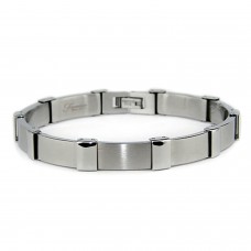 Stainless Steel Brush Finish Flat Link Bracelet for Men