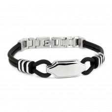 Stainless Steel Rubber Identification Rope Bracelet